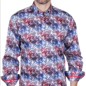 Red, white and blue herringbone